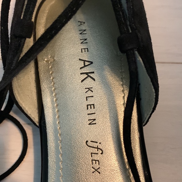 Anne Klein Black Suede lace up flats 8 1/2 - Picture 3 of 6